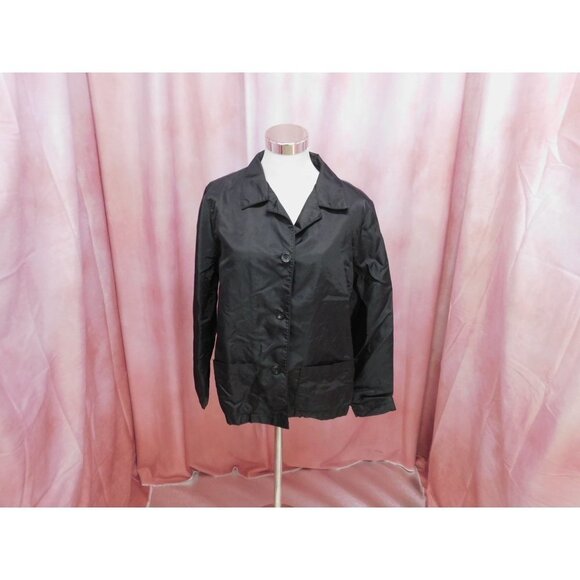 GAP Tops - GAP FLEECE LINED WINDBREAKER JACKET WOMEN M BLACK BUTTON FRONT POCKETS